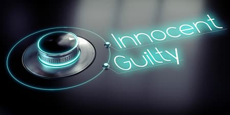 dial between guilt and innocence as gauges